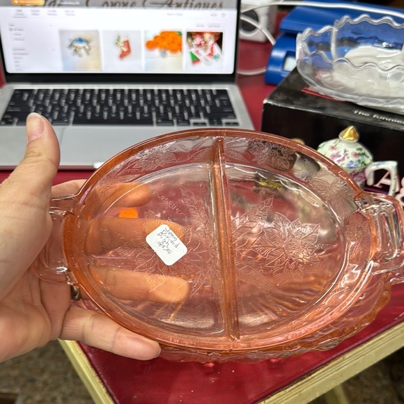 Jeannette Other - Pink Depression Glass Divided Serving Dish